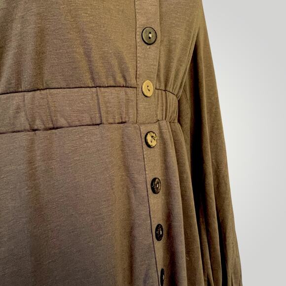 NWT Casual Fall Mini Dress Long Sleeve Button Up Empire Waist Lightweight Large - Picture 6 of 11